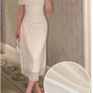 SHEIN White Off-Shoulder Midi Dress